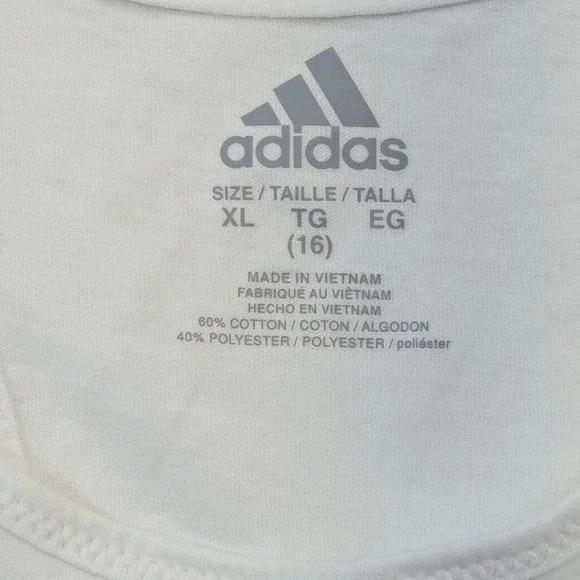 Adidas Kids Girls White Graphic Tank Top Size XL 16 - Picture 6 of 7